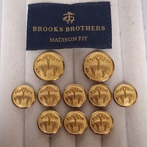 Brooks Brothers Gold Blazer Buttons 10 2-Large 8-Small Golden Fleece Sheep Logo